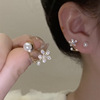 Small design advanced earrings from pearl, trend of season, flowered, light luxury style, high-quality style