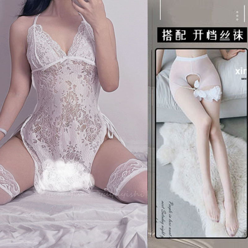 + 흰색 오픈 가랑이 양말