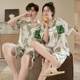 Snow Silk Couple's Pajamas Summer Cartoon Cute High-end Loose Thin Two-piece Home Clothes Short-sleeved suit