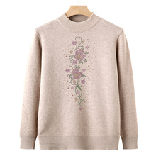 新款妈妈装秋冬加绒毛衣奶奶秋季上衣中老年女装一体绒保暖打底衫