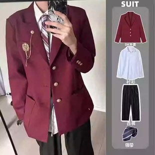 Original Men's Dk Suit Uniform Jacket Japanese Jk College Style School Uniform Red Cardigan Outerwear Set