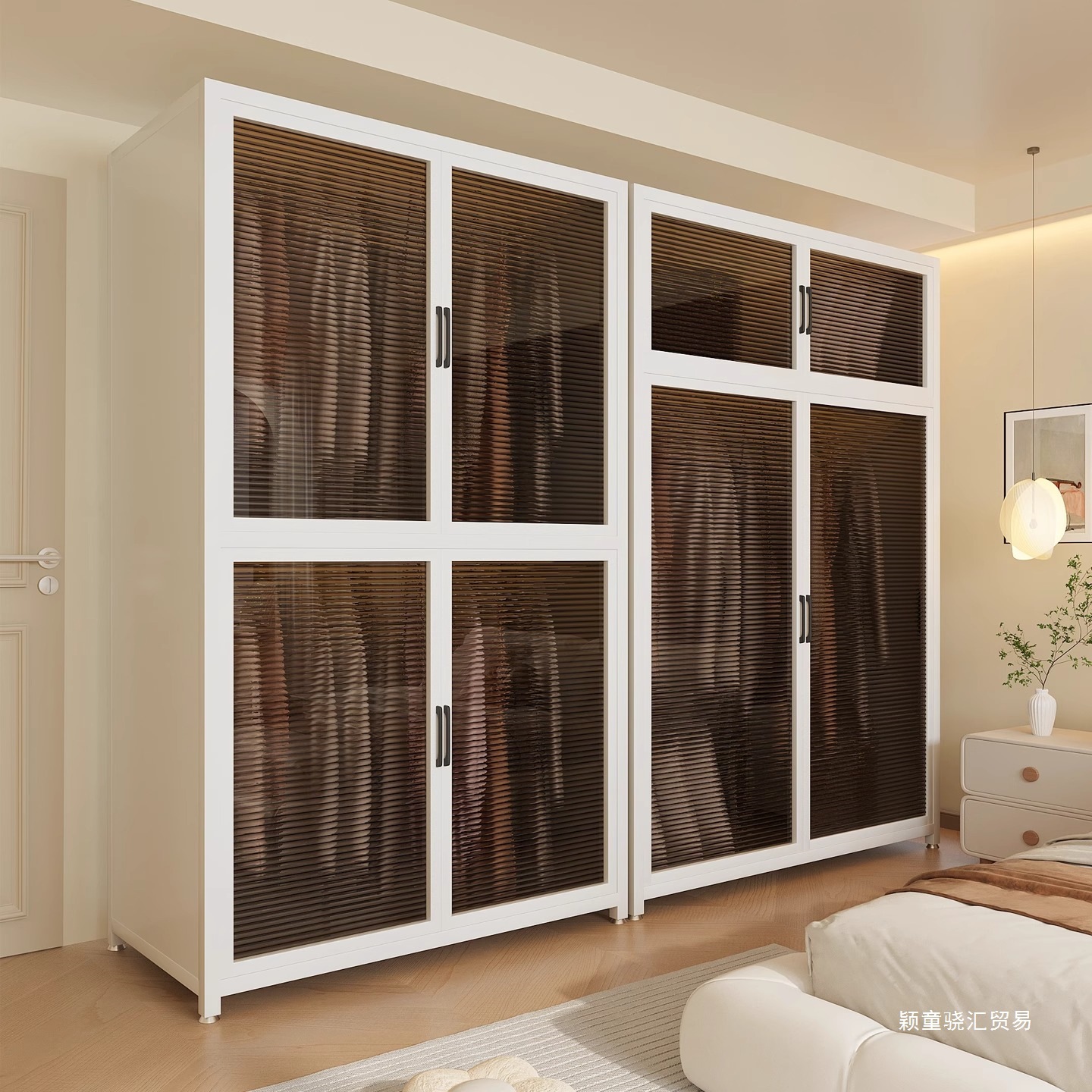 Wardrobe Carbon Steel Household Bedroom Wardrobe Simple Assembly Rental Room Sturdy and Durable Metal Wardrobe Iron Storage Cabinet