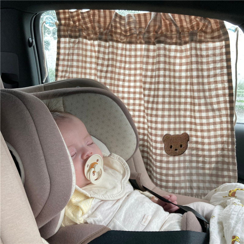 Nordic Style Bear Embroidered Small Curta Home Blackout Car Curta Home Car Children Sunscreen Car Curta