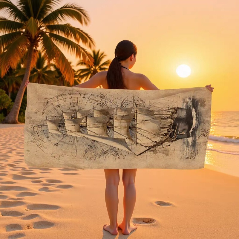 Cross-Border Tume Shein Dropshipping Ultra-Fine Fiber Printed Beach Towel Summer Beach Swimming Quick-Dry Towel Bath Towel