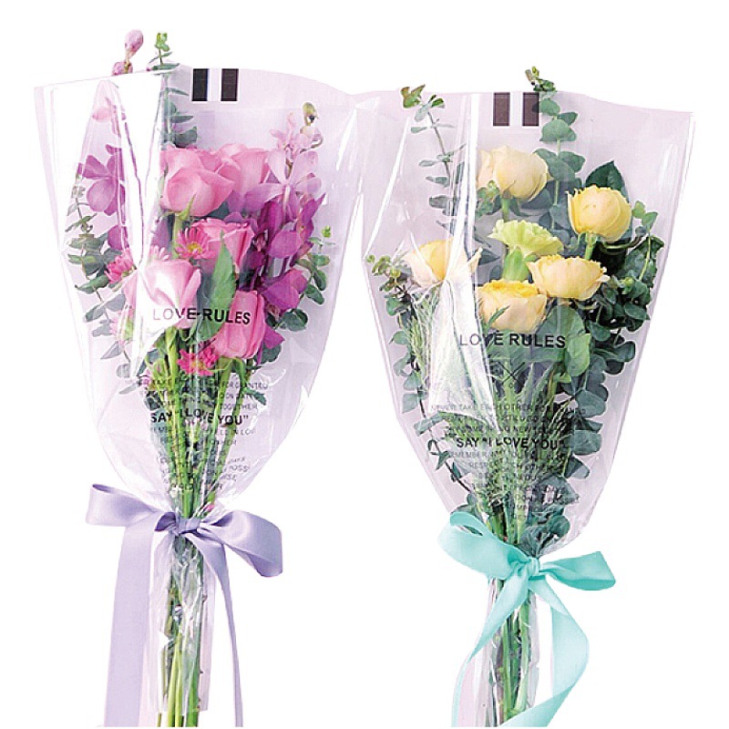 Amor código flor papel de regalo translúcido inglés multi-bolsa rosa ramo de flores tienda floral material al por mayor