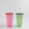 Disposable Christmas cartoon glass with glass, 650 ml, wholesale