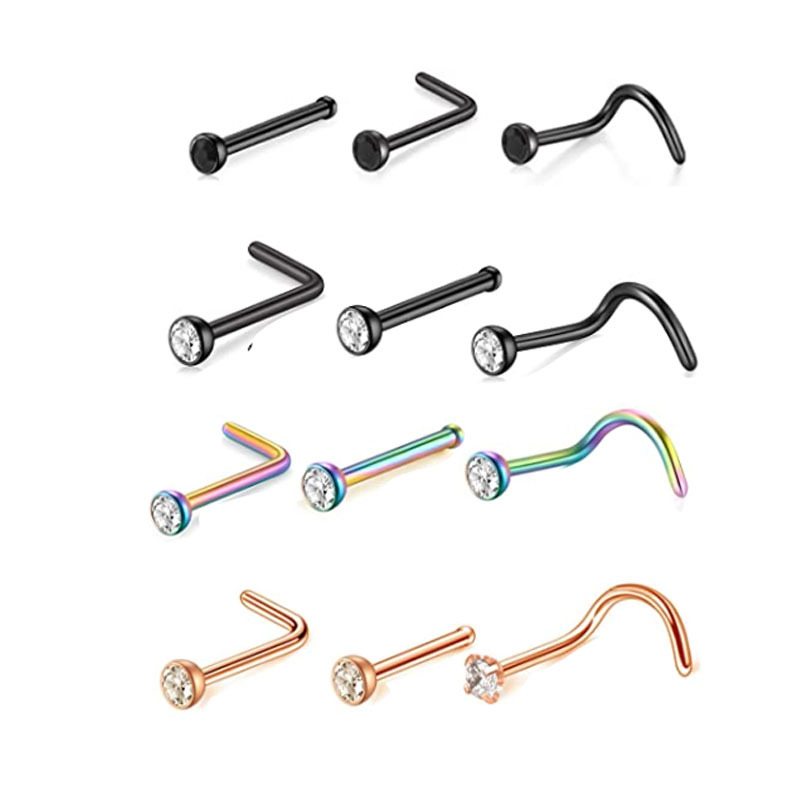 Simple Style Geometric Stainless Steel Inlay Nose studs 1 Piece