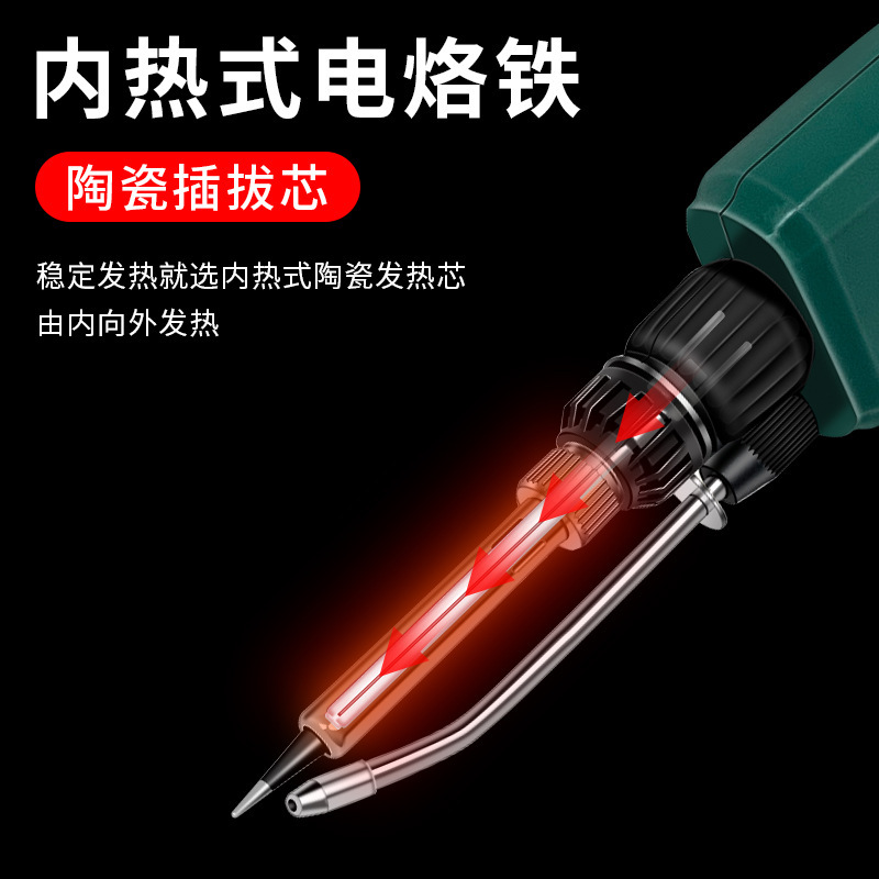 Nuevo 60W pistola de soldadura de calor interno núcleo de calor cerámico vertical con soporte interruptor indicador de alimentación pistola de estaño