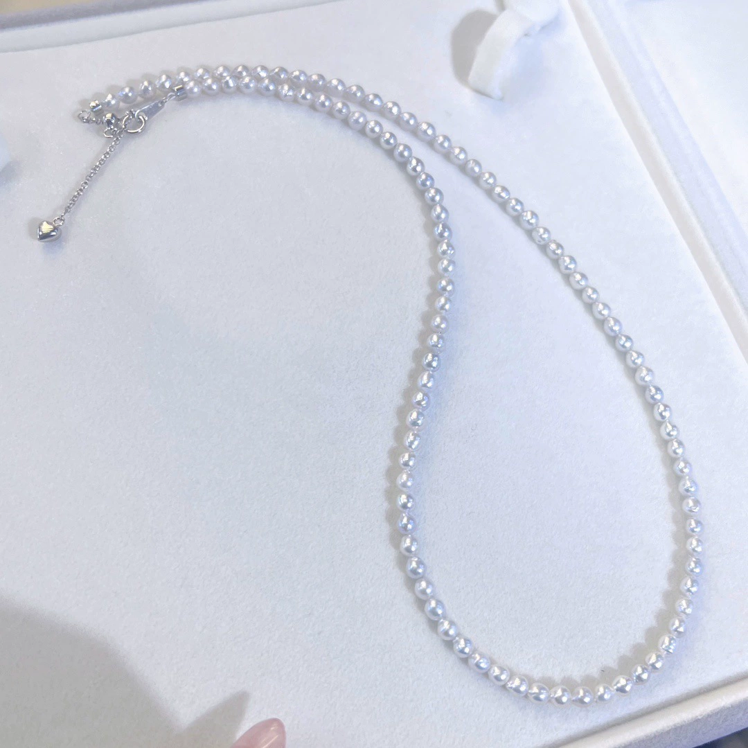 Zhuji Pearl 3-4MM пресноводная акоя микро барочное жемчужное ожерелье блистет s925 чистая серебряная пряжка расслабляет