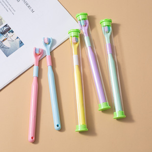 Three-side toothbrush soft hair transparent tube set yalina three-head toothbrush scraping tongue coating source manufacturer one-piece delivery 418