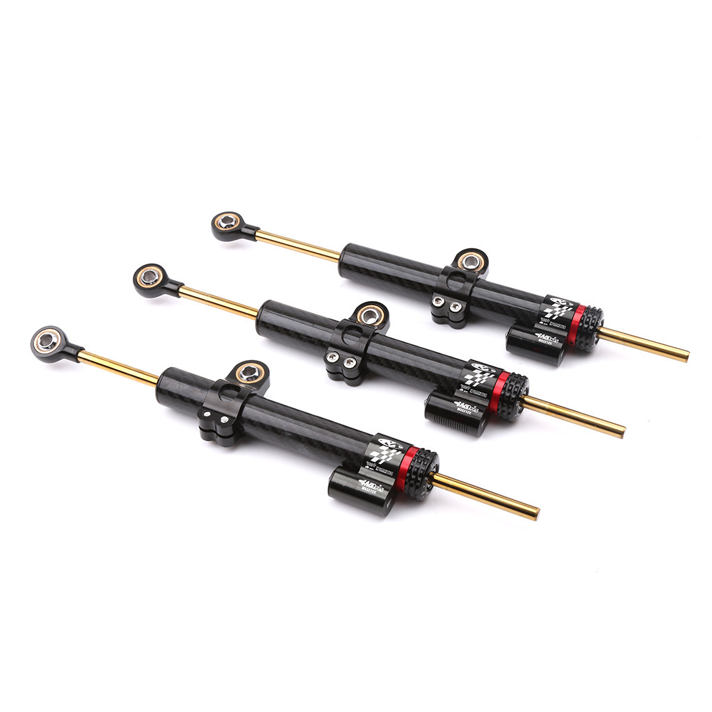Adecuado para motocicleta Kawasaki Honda Harley modificado fibra de carbono más amortiguador barra de amortiguación ajustable dirección de regla de titanio larga