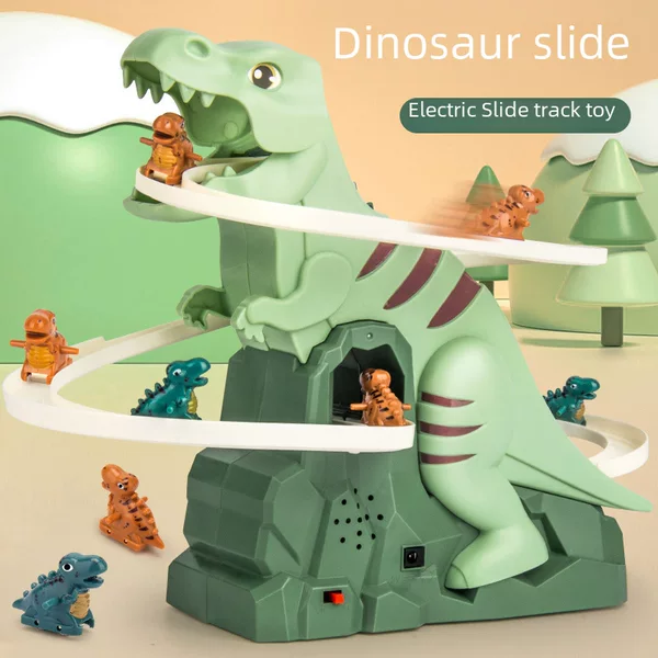 New Internet Celebrous TikTok Same Dinosaur Assembled Educational Fun Electric Slide Track Toy Car Birthday Gift