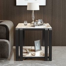 北欧现代轻奢风沙发边几简约客厅双层边几意式岩板角几方形小茶几
