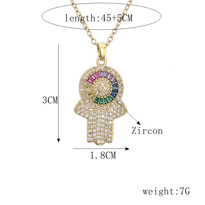 Fashion Devilu0027S Eye Palm Copper Pendant Necklace Inlay Zircon Copper Necklaces