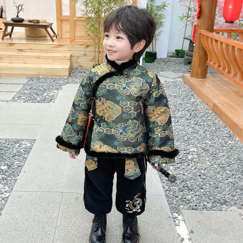 Boys New Year's greetings clothes thickened children's boys baby New Year's clothing Tang suit Chinese style Hanfu suit