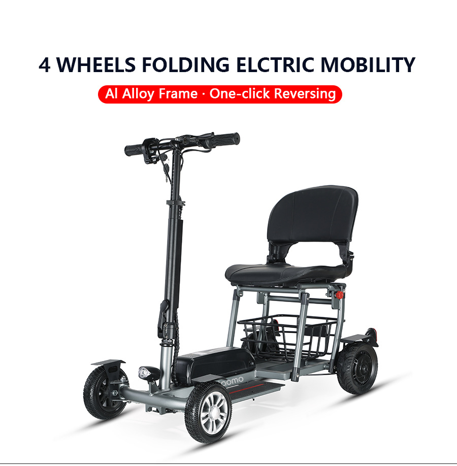 Cross-Border Amazon Dropshipping Elderly Mobility Electric Vehicle Aluminum Alloy Ultra-Light Portable Four-Wheel Folding Lithium Electric Vehicle