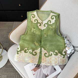 New New Chinese Style Guofeng Heavy Industry Embroidered Tulle Vest Women's 2025 Summer New Sense Top