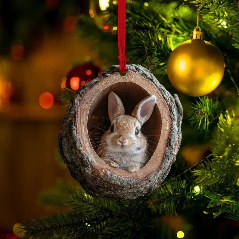 Explosiones transfronterizas mapache decoraciones de árbol de Navidad búho decoraciones acrílicas pequeños colgantes planos listados