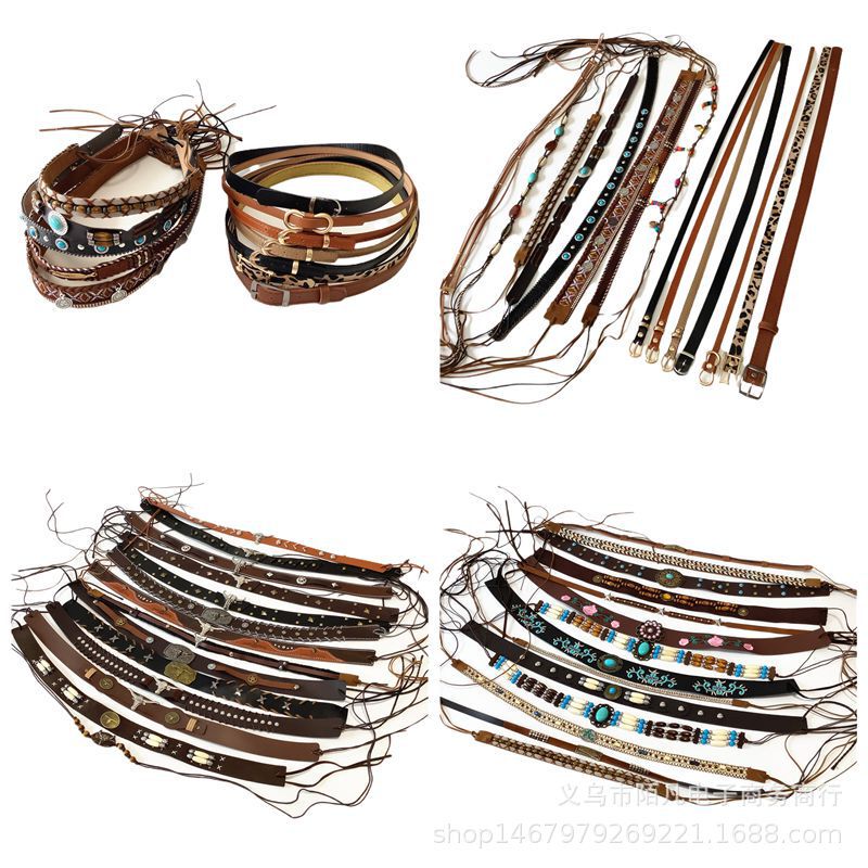 Cross-Border Creative Belt Buckle Straw Hat Decoration DIY Handmade Bohemian Ethnic Style Braided Rope with Hat Accessories Cross-Border Creative Belt Buckle Straw Hat Decoration DIY Handmade Bohemian Ethnic Style Braided Rope with Hat Accessories