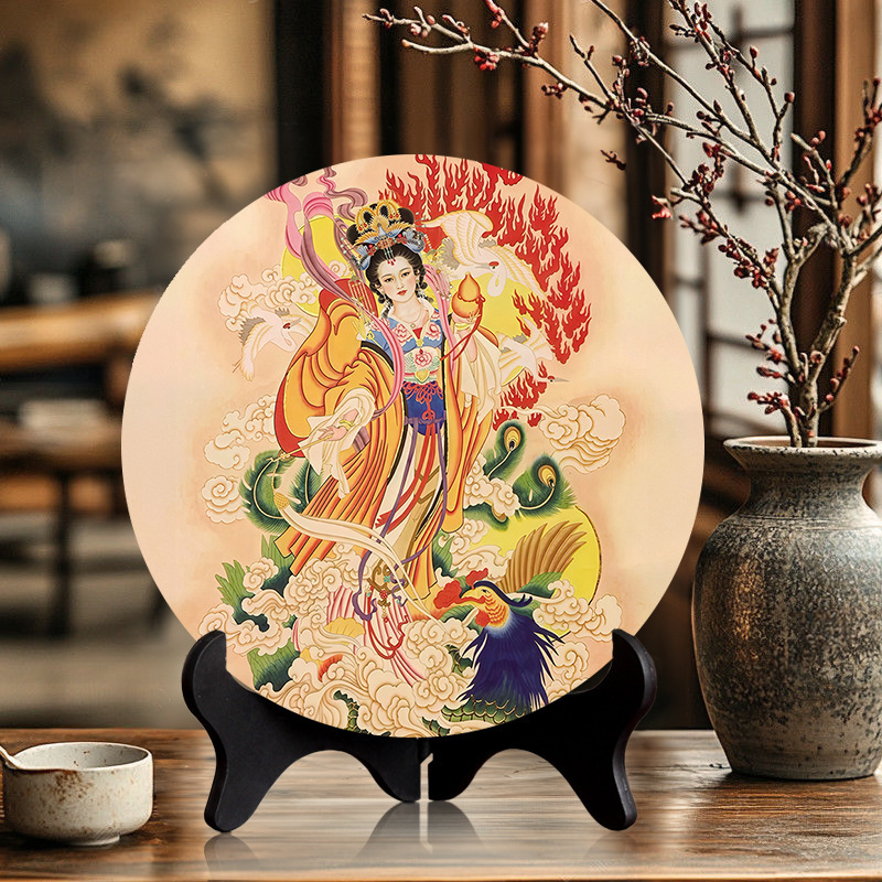 Nine Heavens Immortal Empress Protects Peace Niche Commemorative Exquisite Simple Retro Photo Frame Study Bedroom Round Ornament Nine Heavens Immortal Empress Protects Peace Niche Commemorative Exquisite Simple Retro Photo Frame Study Bedroom Round Ornament