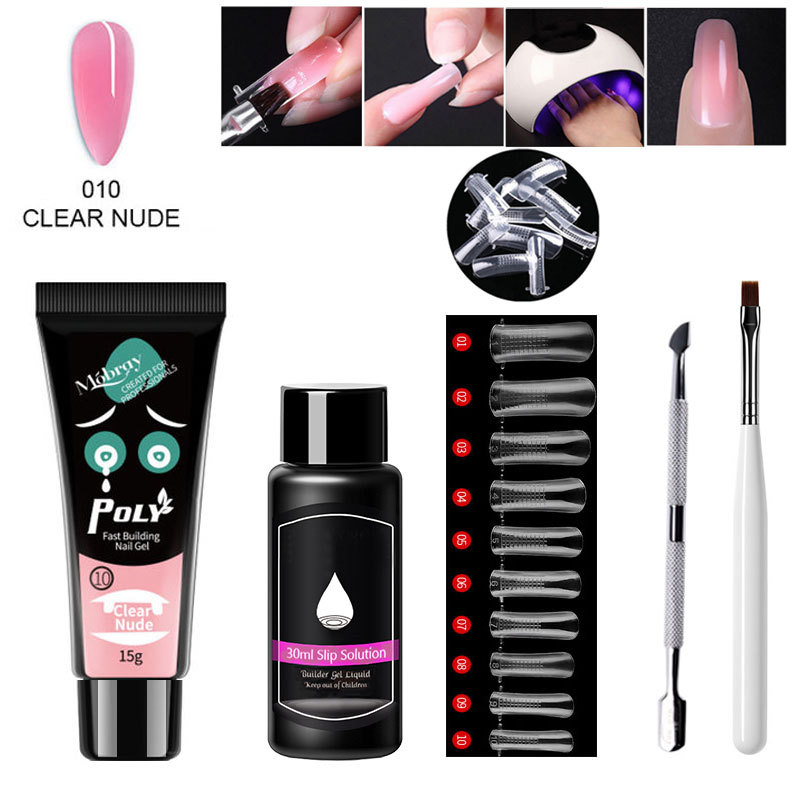 Suministro transfronterizo venta rápida extensión de traje de manicura conjunto completo de uñas de cristal forma extensión pegamento para hornear lámpara UV pegamento
