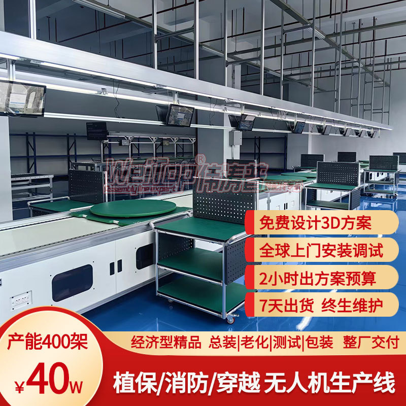 无人战斗机AGV生产线包装线倍数链线测试平台免费规划设计3D方案