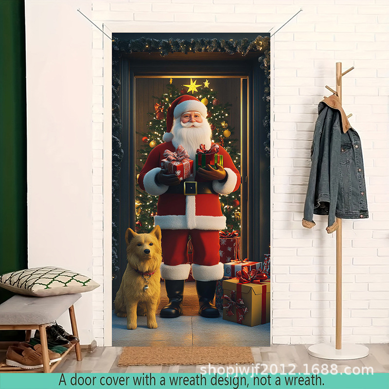 TEM Amazon transfronterizo nueva decoración de la cubierta de la puerta de Navidad rojo Santa Claus regalo cubierta de la puerta ambiente festivo fiesta