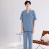[Short Sleeves and Long Pants] Men's Mist Blue