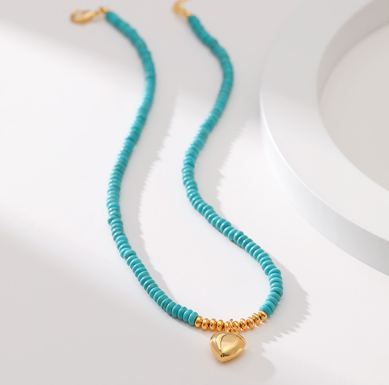 Holiday, Travel, Beach Occasion 1 Piece Ethnic Style Heart Shape Turquoise Copper Plating Necklace