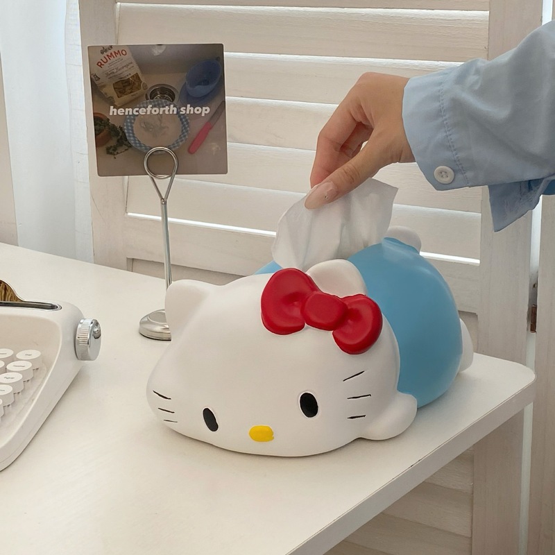 可爱猫咪纸巾盒新款树脂桌面抽纸盒卡通摆件家用客厅卫生间厕纸盒|undefined