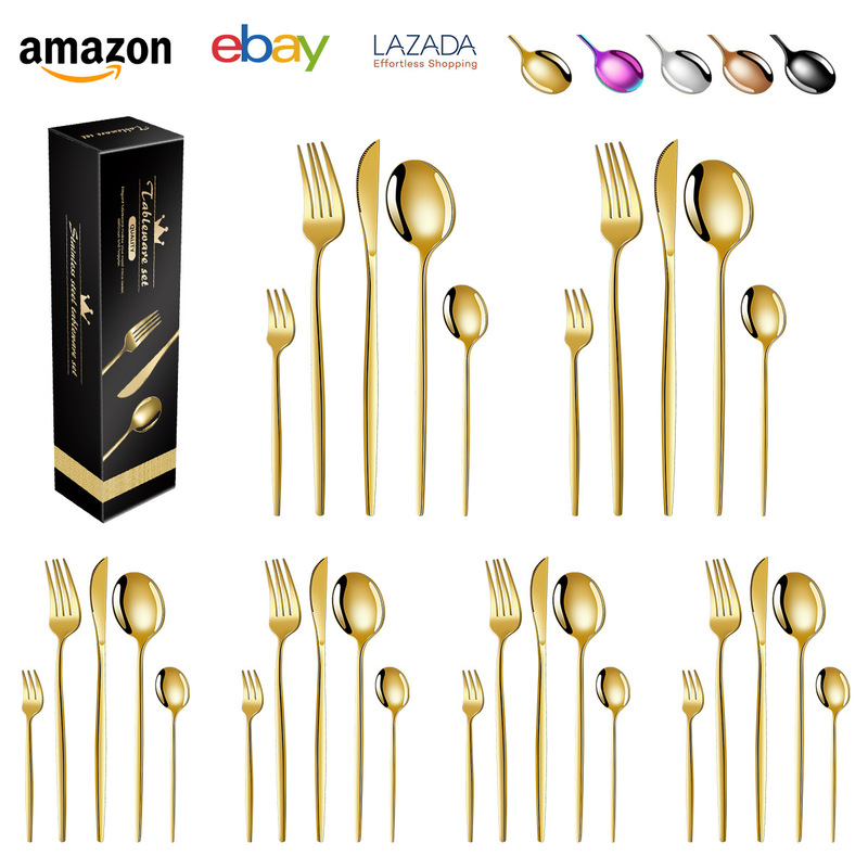 Cross-border Amazon Explosions Portuguese Stainless Steel Tableware 30-piece Set Western Tableware Steak Knife, Fork and Spoon Gift Box suit Cross-border Amazon Explosions Portuguese Stainless Steel Tableware 30-piece Set Western Tableware Steak Knife, Fork and Spoon Gift Box suit