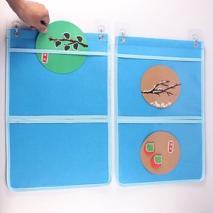 Kindergarten a4 work display hanging bag painting art work bag A4 transparent felt non-woven cloth storage hanging bag