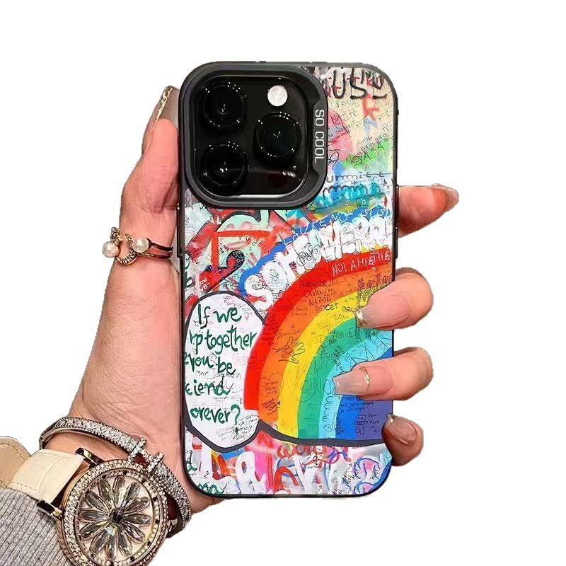 Nueva funda para teléfono estilo graffiti, compatible con iPhone 17, Apple 15 Pro Max/14, a prueba de golpes 13 Pro 16, estilo europeo y americano 11 XR.