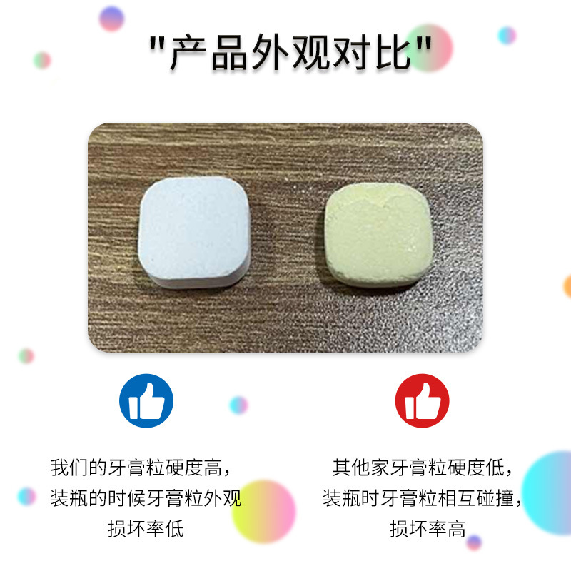 Dent solid toothpaste tablets to remove yellowing and stains, portable tooth cleaning tablets, mouthwash tablets, chewable toothpaste tablets wholesale