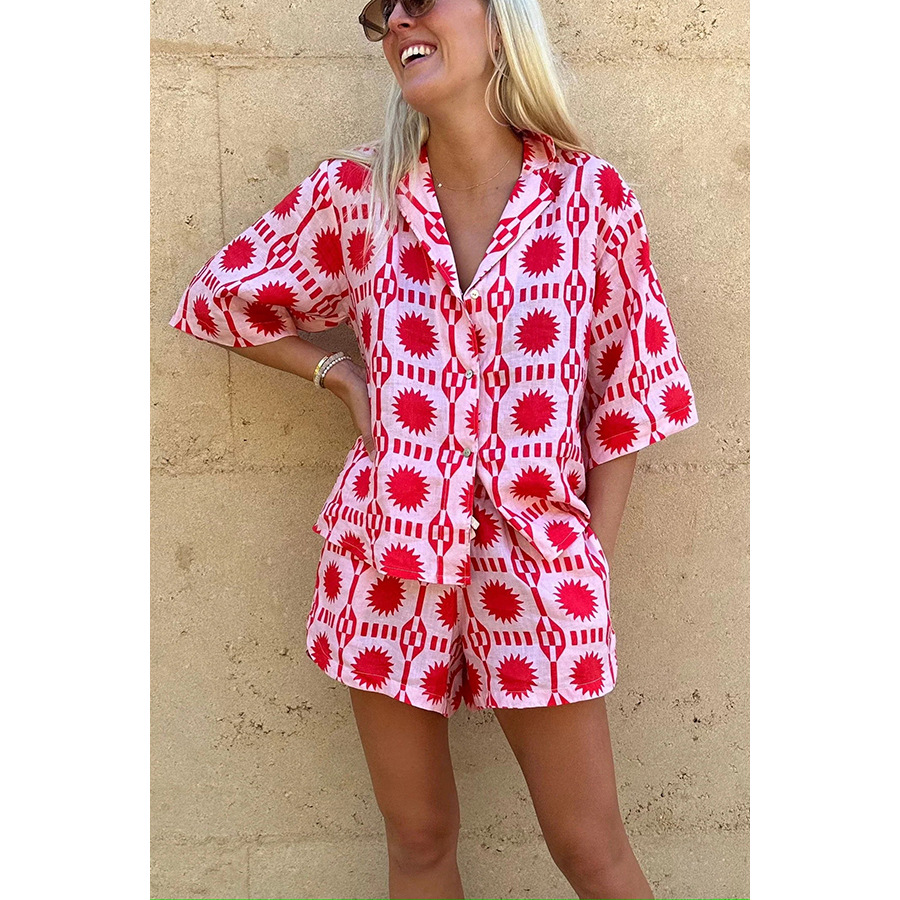 Women’s Polo Collar Two Piece Set Back View