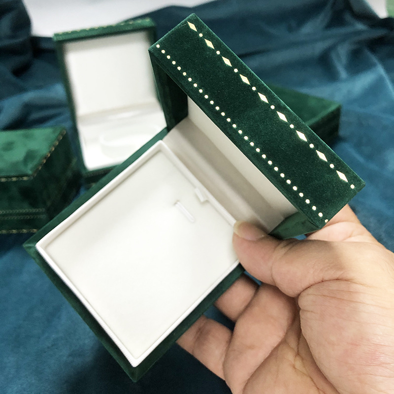 新しい厚い直角の凸のフランネルのアクセサリーの箱のファッションの宝石のアクセサリーのネックレスの収納箱のプリントの箱