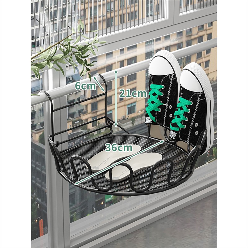 Balcón estante de secado de zapatos artefacto anti-robo ventana barandilla ventana estante de secado ventana alféizar sandalias de secado al aire libre