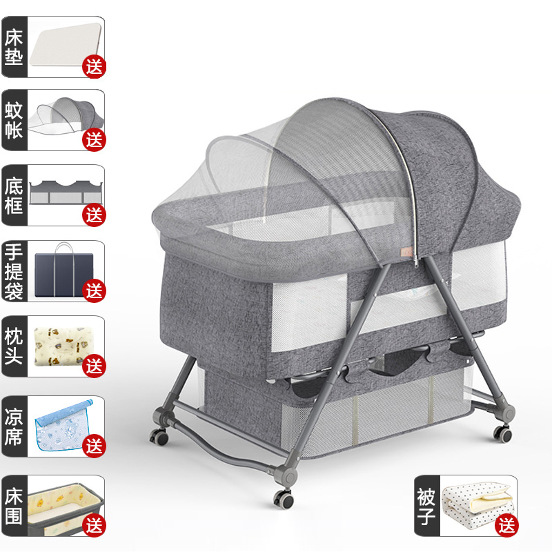 Cuna portátil plegable Cuna Cama con rodillo móvil cama de bebé BB dormir recién nacido cama de empalme