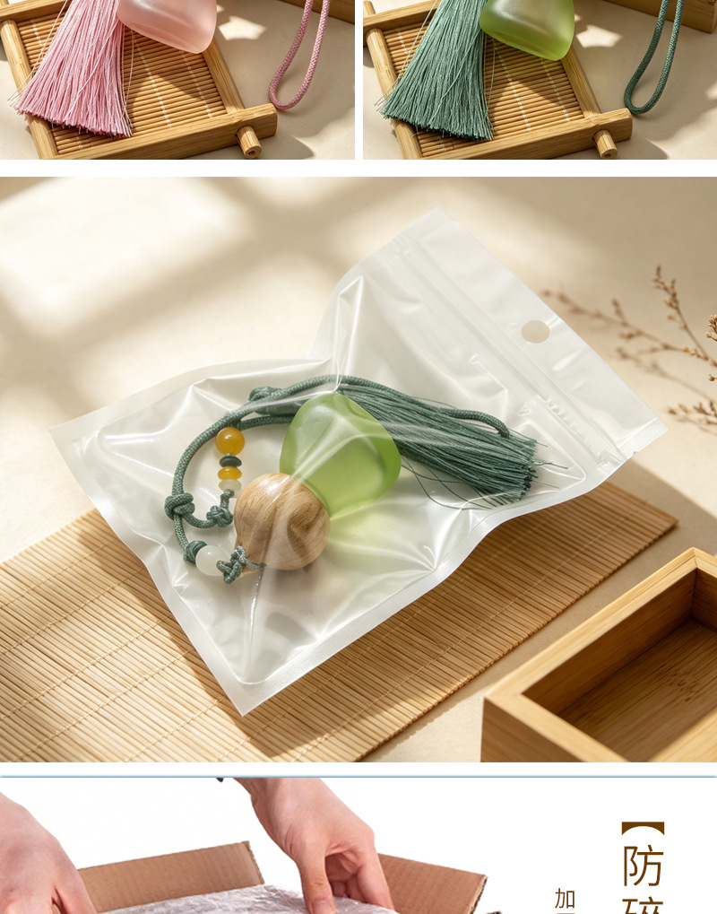 New Chinese-style car air freshener pendant, gourd-shaped car rearview mirror decoration, high-end car interior decor, deodorizing perfume empty bottle
