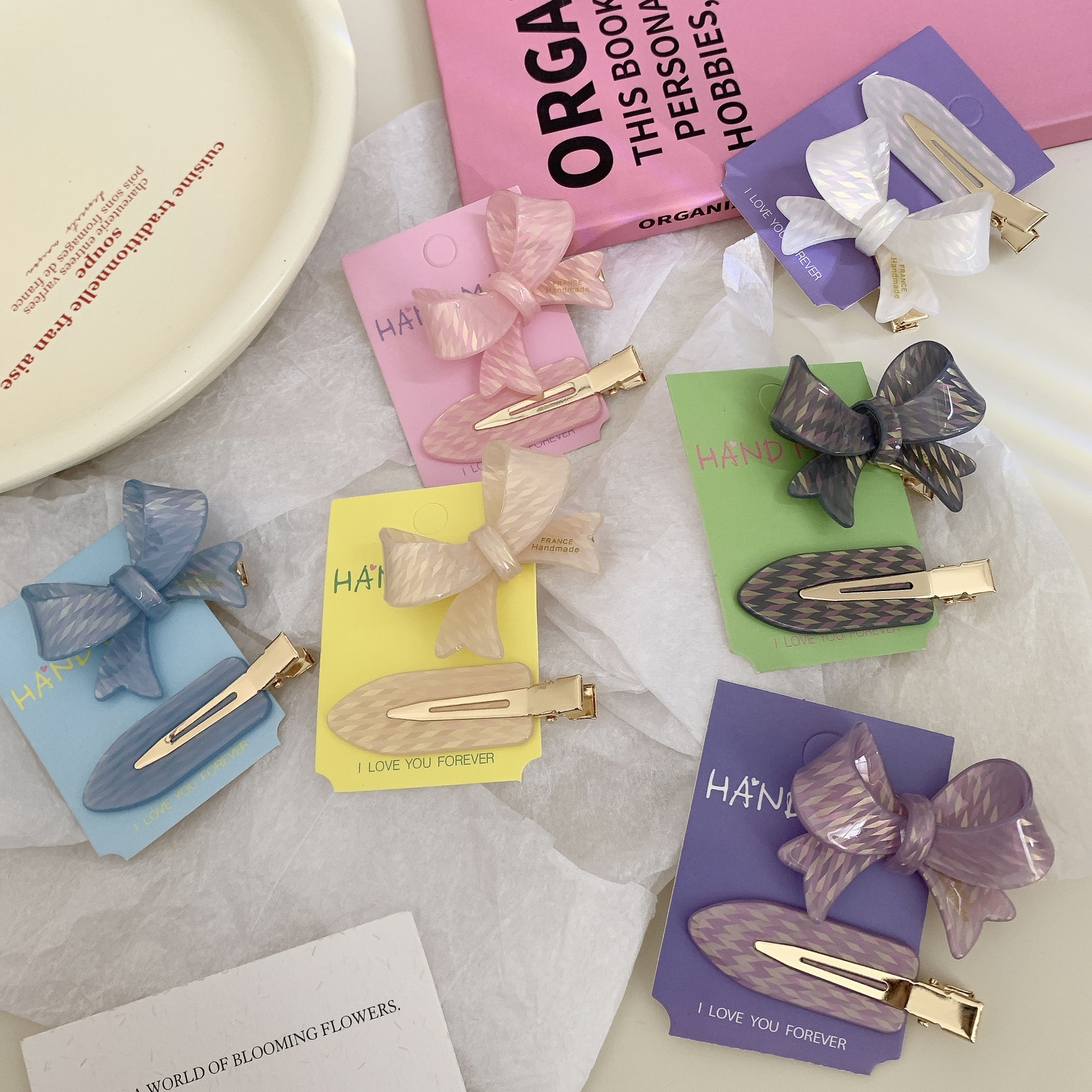 Bow Knot Pattern All Seasons Season Sweet Women's Bow Knot Acetic Acid Sheets Hair Clip