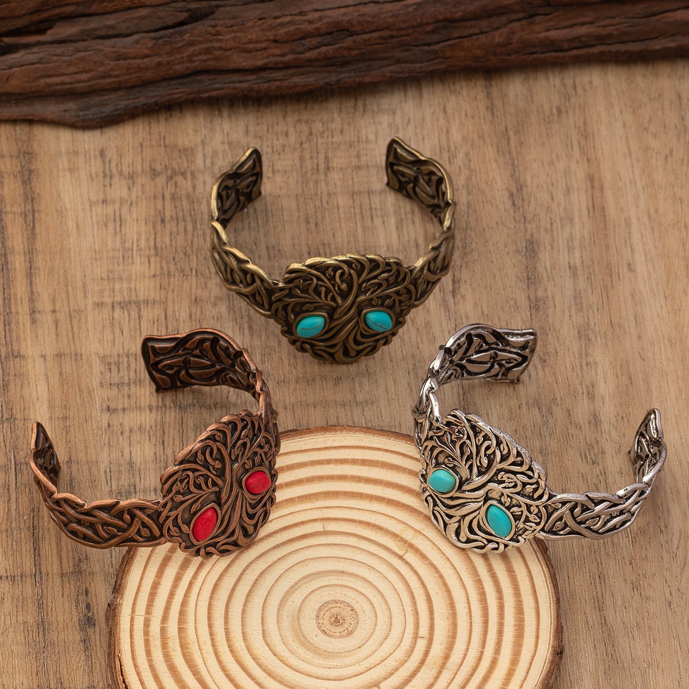 Joyería transfronteriza cara ancha textura personalizada murciélago pulsera moda mujer punk retro estilo étnico pulsera