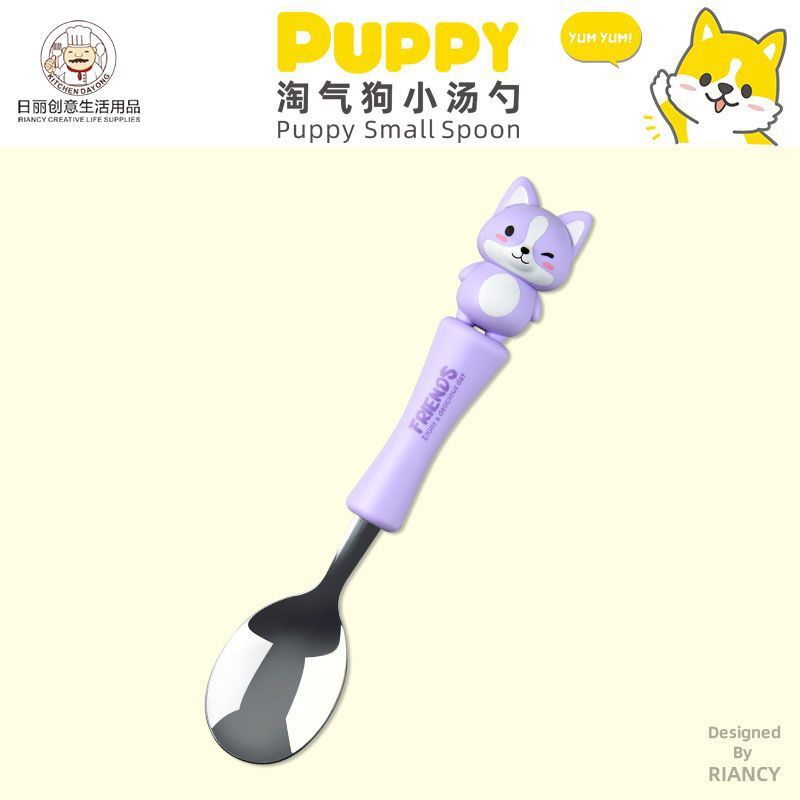 Animal encantador portátil para llevar estudiantes cucharas de comidas dormitorios escolares cucharas de cubierta de cubierta set