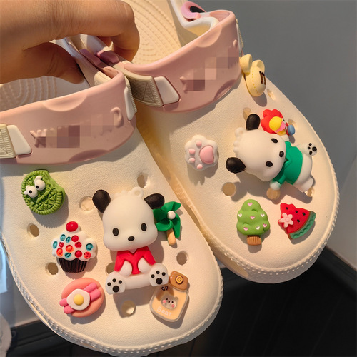 New 3D Cartoon Dog Mali Crocs Shoe Flower Accessories DIY Slippers Accessories Biscuit Lollipop Decoration