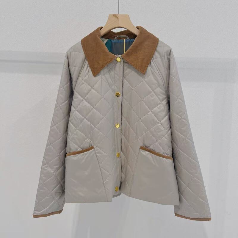 In-Stock B&B25 Winter Classic Quilted Lapel R Quilted Jacket Cotton Coat Lightweight Warm Padded Cotton Jacket for Women
