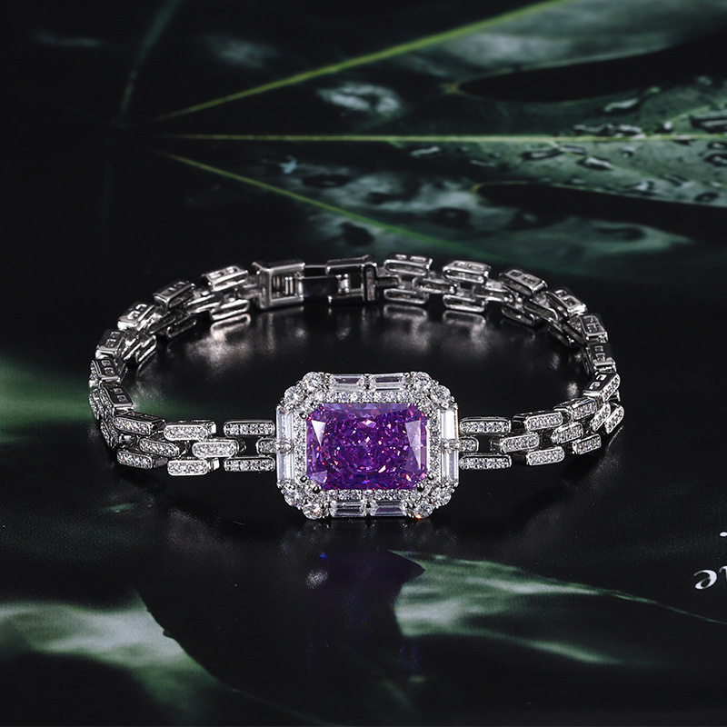 Pulsera de diamantes morados cortados con flores de hielo