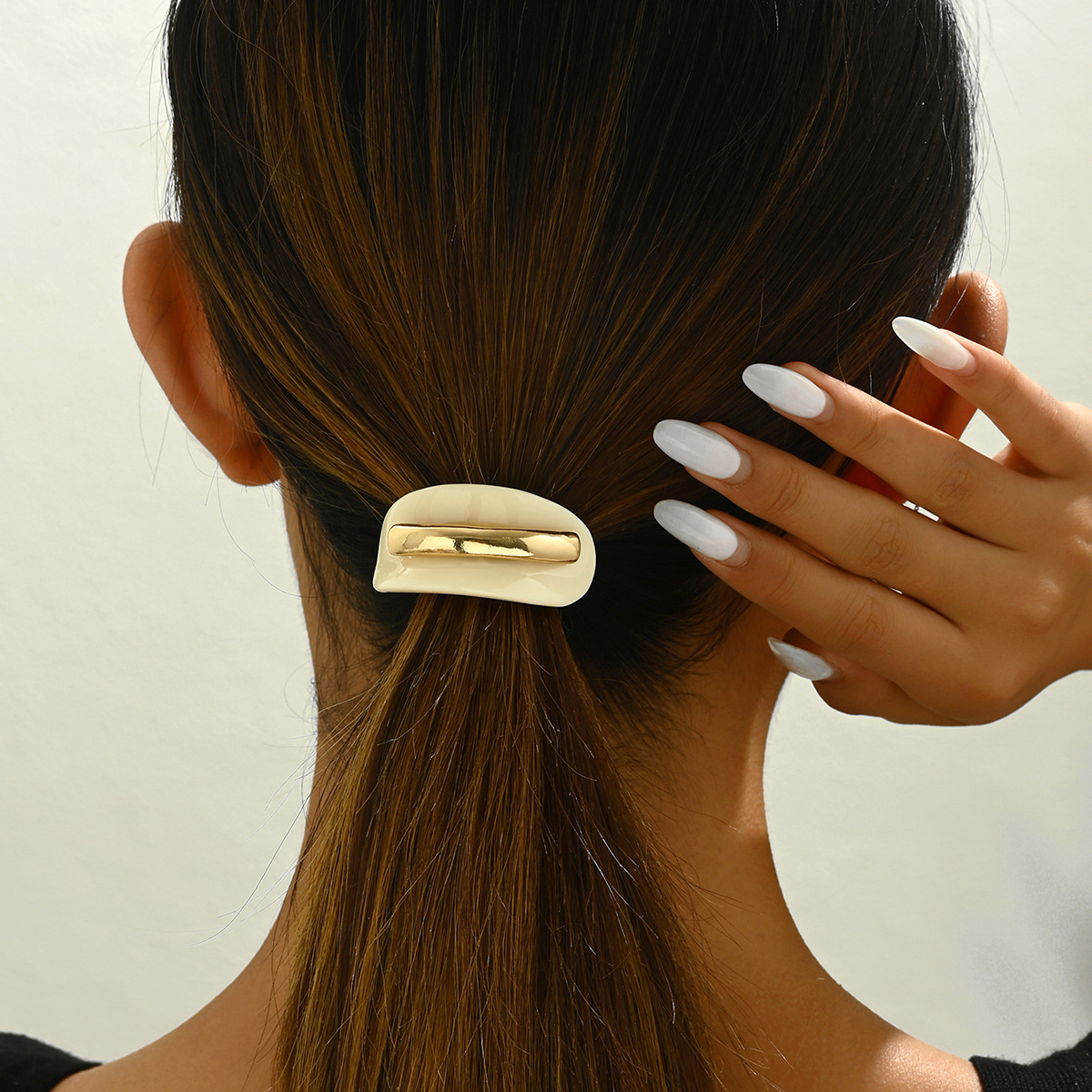 Placa de ácido acético nuevo anillo de cabello chapa metálica francesa incrustada correa de arco atmósfera retro cabello cuerda de cola de caballo