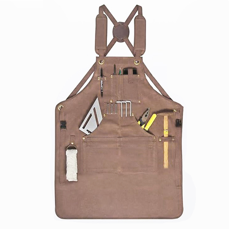 Transfronterizo Amazon delantal de lona gruesa con cinturón de imán cruzado electricista carpintería ropa de trabajo herramientas de reparación de automóviles delantal