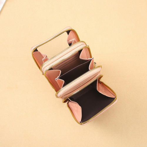 2024 New Large Capacity Multifunctional Solid Color Fashion Simple Shoulder Small Bag Touch Screen Crossbody Mobile Phone Bag for Women