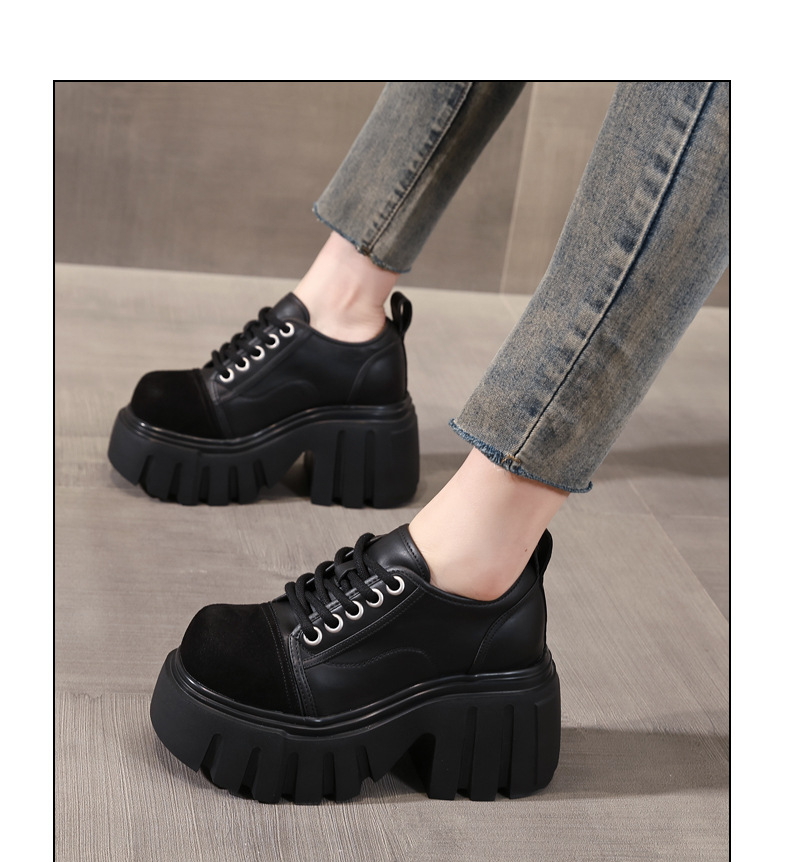 Giày loafer nữ đế xuồng platform tăng chiều cao 9 cm — màu nâu chi tiết 12