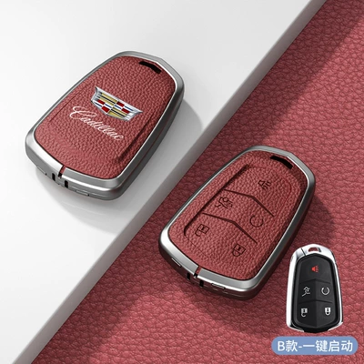 Car key bag Covers Xt5 Xt6 Xt4 - standard-type-b-one-click-start-volcanic-red-zinc-alloy-single-shell